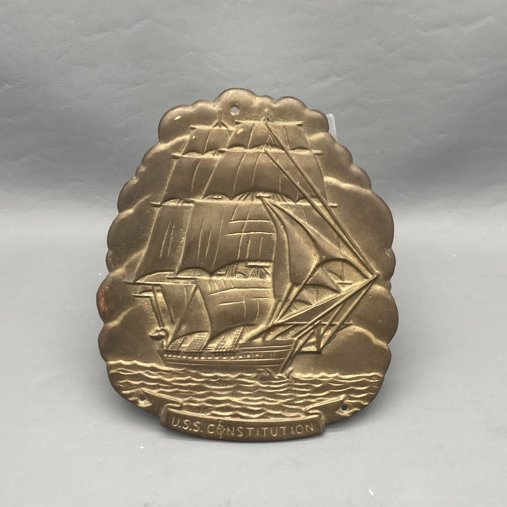 Vintage U.S.S Constitution Solid Brass Plaque Memorabilia Home Decor